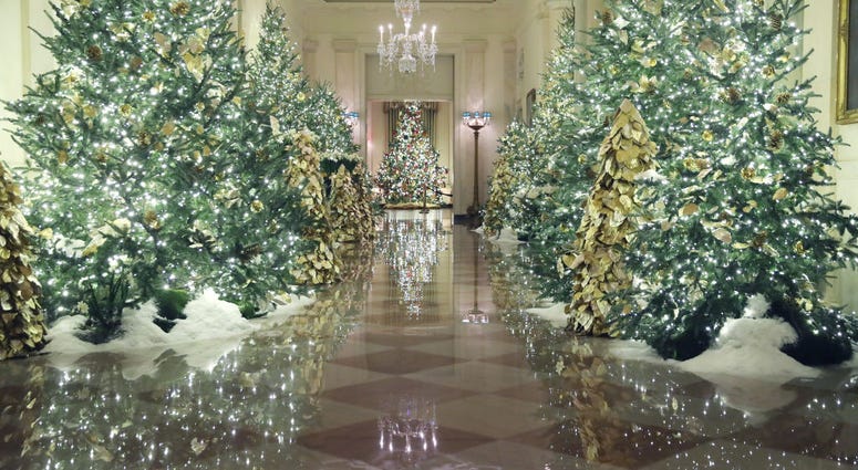 Christmas decorations on display at the White House on Dec. 2, 2019 in Washington, DC. White House Christmas