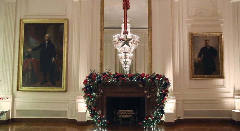 Christmas decorations on display at the White House on Dec. 2, 2019 in Washington, DC. White House Christmas
