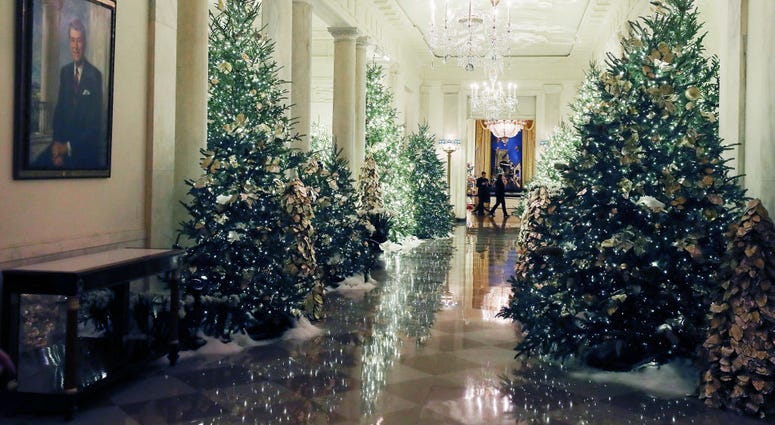 Christmas decorations on display at the White House on Dec. 2, 2019 in Washington, DC. White House Christmas