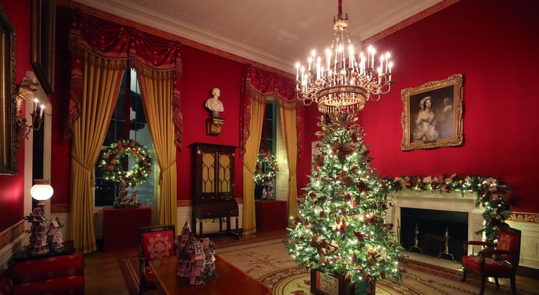 Christmas decorations on display at the White House on Dec. 2, 2019 in Washington, DC. White House Christmas