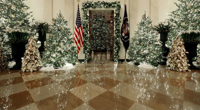 Christmas decorations on display at the White House on Dec. 2, 2019 in Washington, DC. White House Christmas