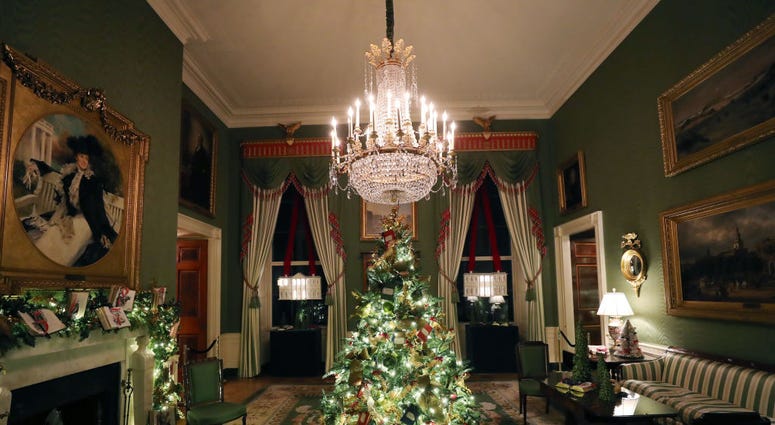 Christmas decorations on display at the White House on Dec. 2, 2019 in Washington, DC. White House Christmas