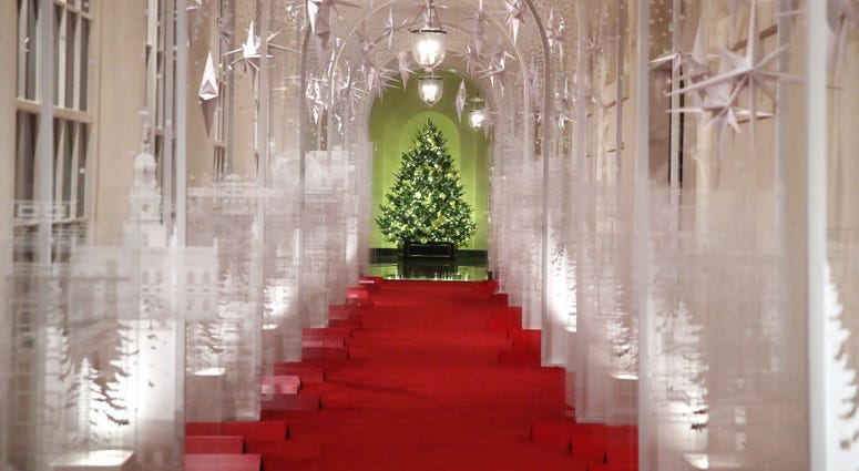 Christmas decorations on display at the White House on Dec. 2, 2019 in Washington, DC. White House Christmas