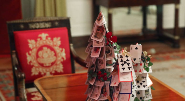 Christmas decorations on display at the White House on Dec. 2, 2019 in Washington, DC. White House Christmas