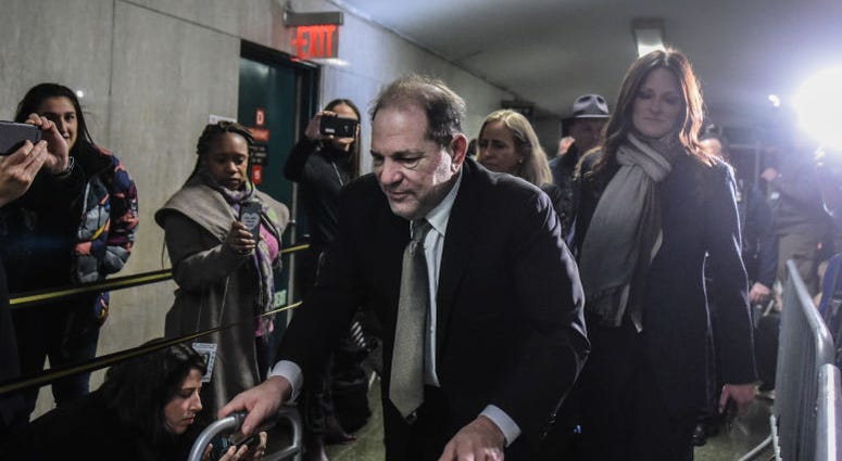 Harvey Weinstein exits the courtroom at New York City criminal court during his sex crimes trial on January 8, 2020 in New York City. Harvey Weinstein