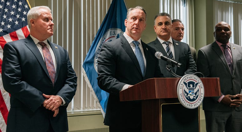 Immigration and Customs Enforcement Acting Director Matthew Albence speaks at a press conference on January 17, 2020 in New York City. Matthew Albence