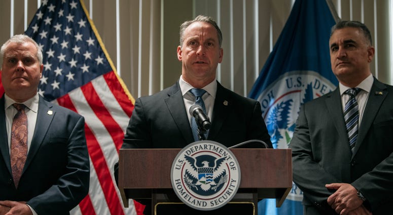Immigration and Customs Enforcement Acting Director Matthew Albence speaks at a press conference on January 17, 2020 in New York City. ICE NYC