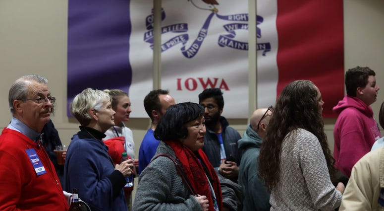 Supporters wait to enter a caucus night event of Democratic president candidate Sen. Bernie Sanders (I-VT) February 3, 2020 in Des Moines, Iowa. Sen. Bernie Sanders Hosts Watch Party On Night Of Iowa Caucus