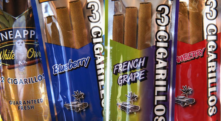 In this photo illustration, flavored cigars are displayed on October 22, 2013 in Chicago, Illinois. Flavored cigars