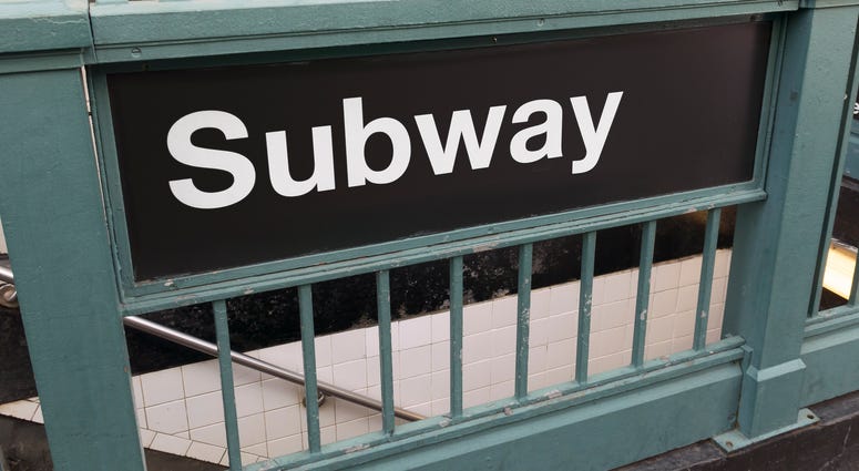 Entrance to a subway in New York City. Subway Entrance