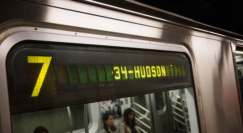 The 7 train departs for a new subway station on September 14, 2015 in New York City. Subway 7 Line