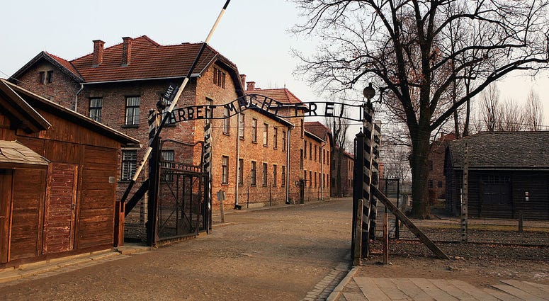 An exterior view of The Auschwitz complex, December 8, 2004. Auschwitz complex