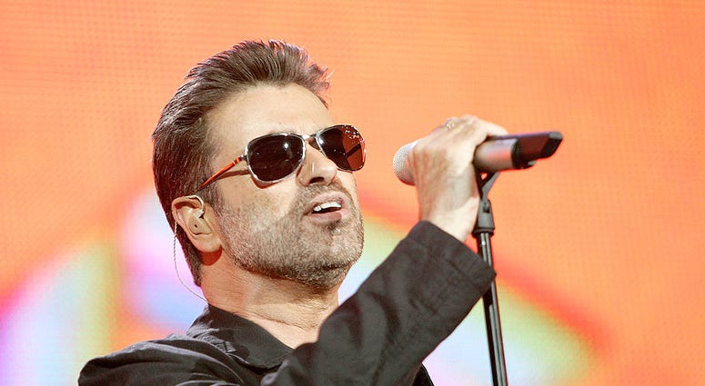 Singer George Michael performs on stage at "Live 8 London" in Hyde Park on July 2, 2005 in London, England. George Michael