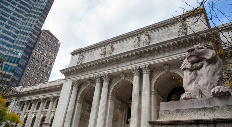 The New York Public Library entrance on the 5th avenue The New York Public Library entrance on the 5th avenue