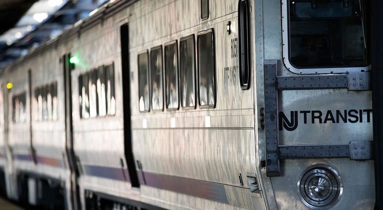 An NJ Transit train in Hoboken. NJ Transit train