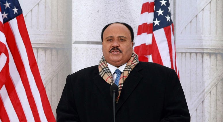 Martin Luther King III speaks in front of the Lincoln Memorial during the "We Are One: The Obama Inaugural Celebration At The Lincoln Memorial" on January 18, 2009. Martin Luther King III