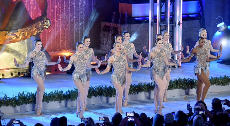 The Rockettes perform osntage during the 85th Rockefeller Center Christmas Tree Lighting Ceremony at Rockefeller Center on November 29, 2017 in New York City. The Rockettes