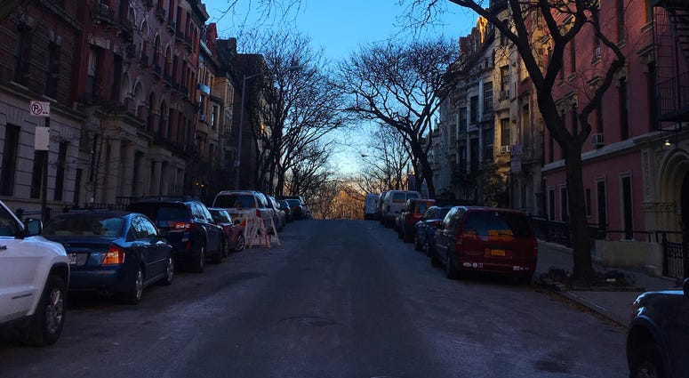 Cars parked on a street on Manhattan's Upper West Side. Upper West Side Parking
