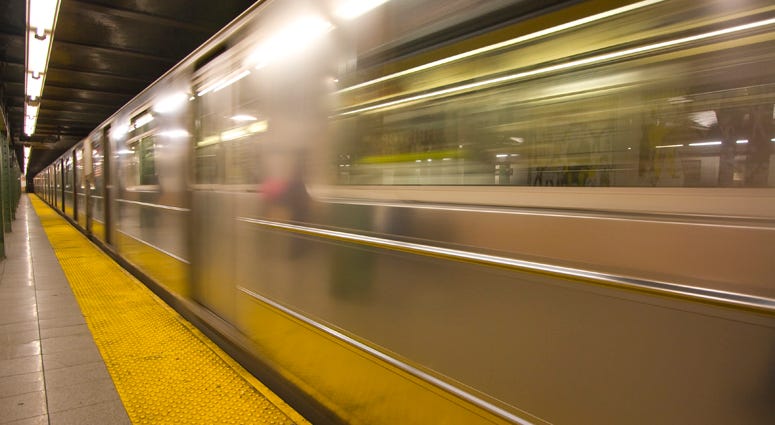 Blurred subway train