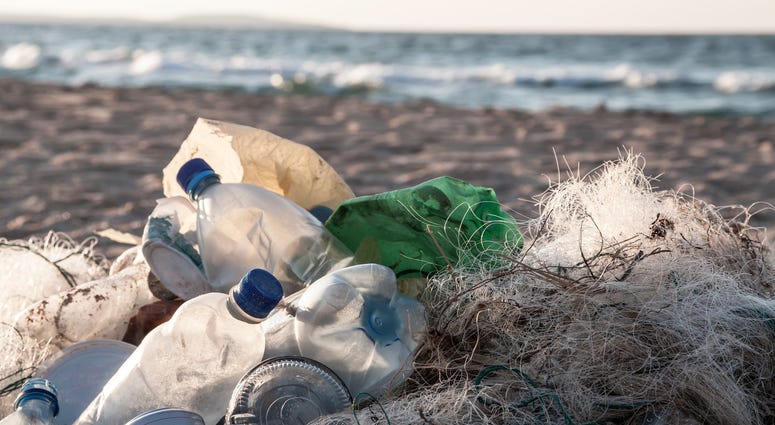 Waste on the beach