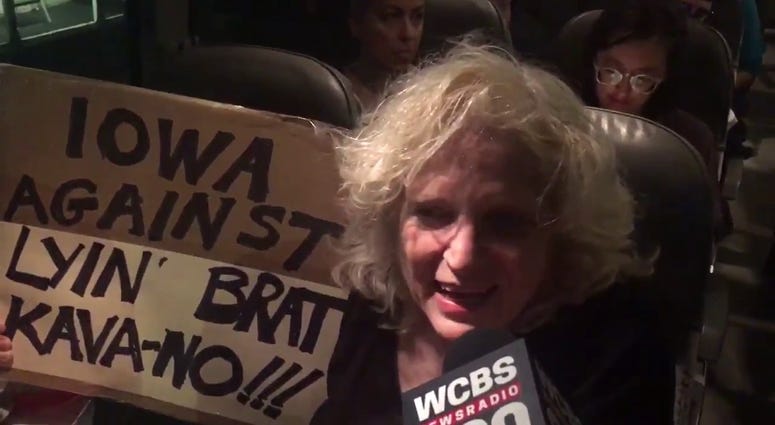 Brett Kavanaugh protester on bus to DC Kavanaugh Protester
