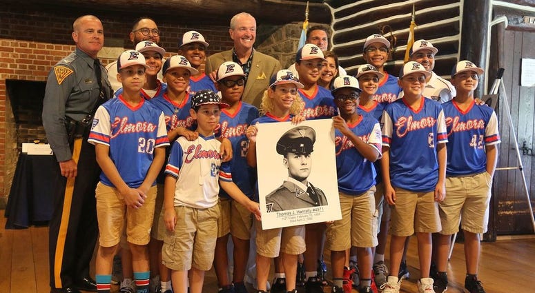 The Elmora Troopers with Gov. Phil Murphy on Thursday, Aug. 29, 2019. Elmora Troopers