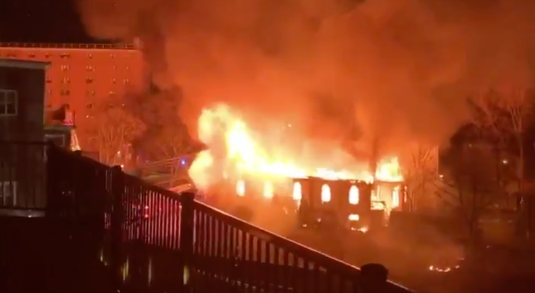 The Shiloh Baptist Church on fire. Shiloh Baptist Church