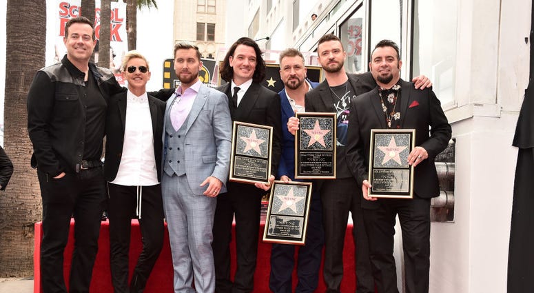 Carson Daly, Ellen Degeneres, Lance Bass, JC Chasez, Joey Fatone, Justin Timberlake and Chris Kirkpatrick at a ceremony honoring 'NSYNC with a star on the Hollywood Walk of Fame on April 30, 2018 in Hollywood, California Carson Daly, Ellen Degeneres, Lance Bass, JC Chasez, Joey Fatone, Justin Timberlake and Chris Kirkpatrick at a ceremony honoring 'NSYNC with a star on the Hollywood Walk of Fame on April 30, 2018 in Hollywood, California