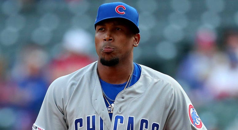 Pedro Strop Chicago Cubs reliever Pedro Strop stands on the mound.