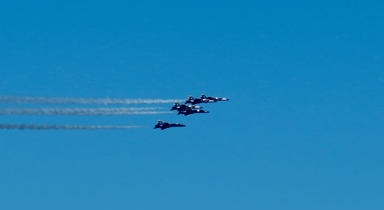 The Blue Angels in formation over New York City. Fleet Week 2018