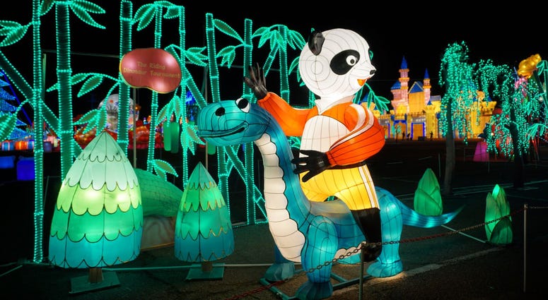 Holiday lantern displays at the Hello Panda Festival at Citi Field in Flushing, New York. Hello Panda Festival