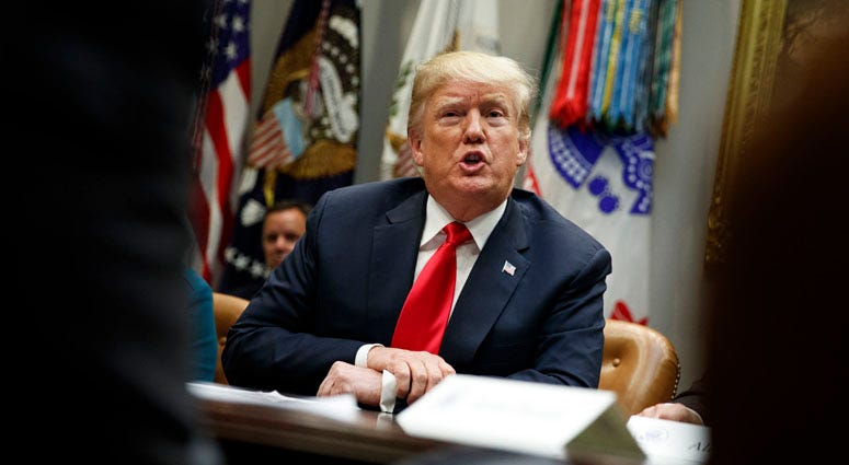 President Donald Trump speaks during a meeting of the President's National Council of the American Worker in the Roosevelt Room of the White House, Monday, Sept. 17, 2018, in Washington. President Donald Trump