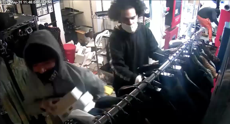The suspects. Soho shop looted