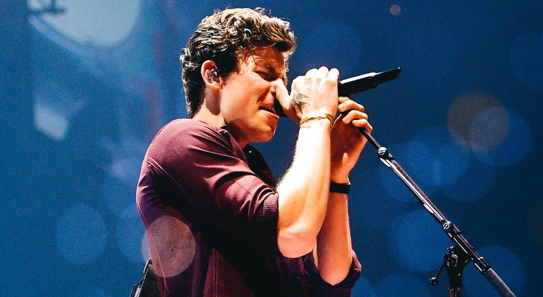 Shawn Mendes performs on stage. Shawn Mendes performs on stage.