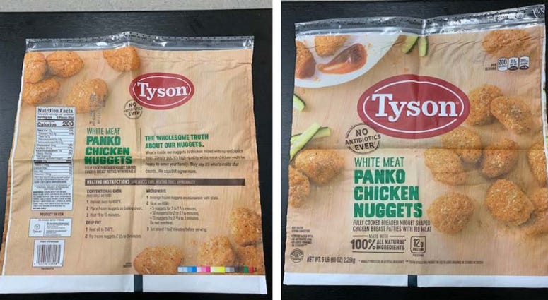 Tyson recalls 36,000 pounds of chicken nuggets products over possible rubber contamination Tyson Chicken Nugget Recall