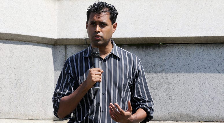 Senator Vin Gopal speaks during a protest against NJ Superior Court judges James Troiano and Marcia Silva outside of the Monmouth County Courthouse in Freehold, NJ Thursday July 11, 2019. Vin Gopal