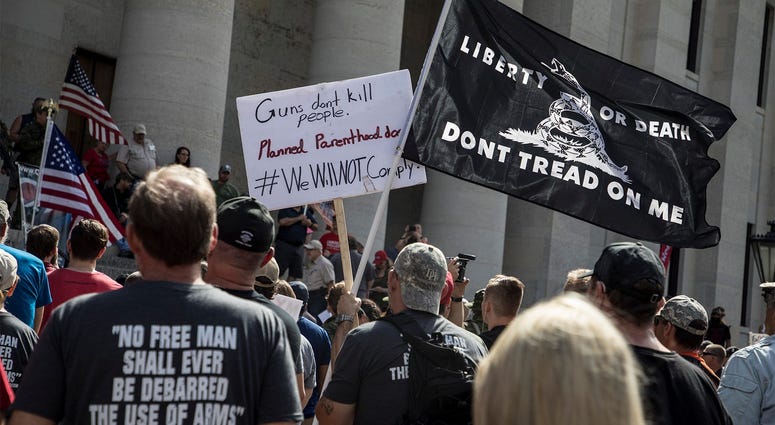 A gun rights protest. A gun rights protest