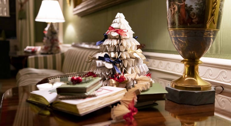 Christmas decorations on display at the White House on Dec. 2, 2019 in Washington, DC. White House Christmas