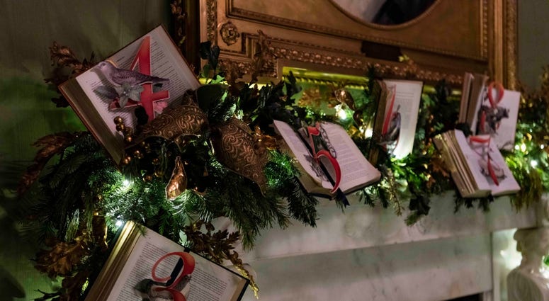 Christmas decorations on display at the White House on Dec. 2, 2019 in Washington, DC. White House Christmas