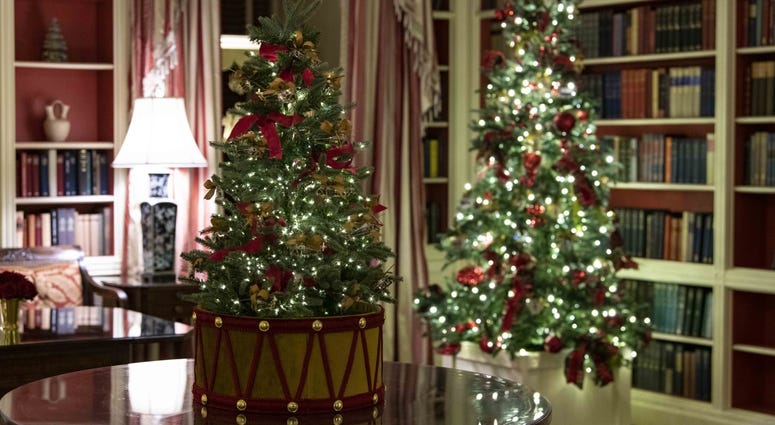 Christmas decorations on display at the White House on Dec. 2, 2019 in Washington, DC. White House Christmas