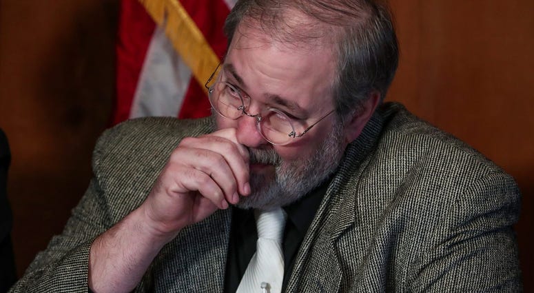 The grandfather of Chloe Wiegand, Salvatore Anello, alongside his wife Patricia, addresses the media at the Fraternal Order of Police Lodge #36 in South Bend, Ind., on Wednesday, Dec. 11, 2019. Salvatore Anello