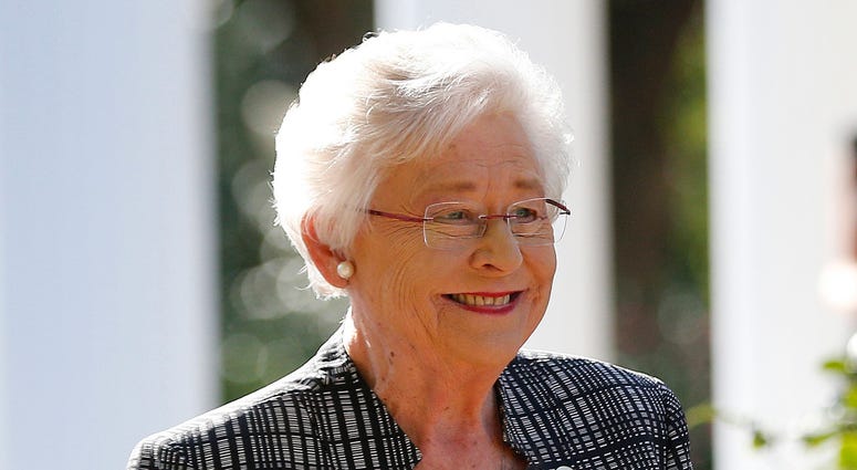 In this Friday, Nov. 17, 2017 file photo, Alabama Gov. Kay Ivey speaks to the media in Montgomery, Ala. Alabama Gov. Kay Ivey