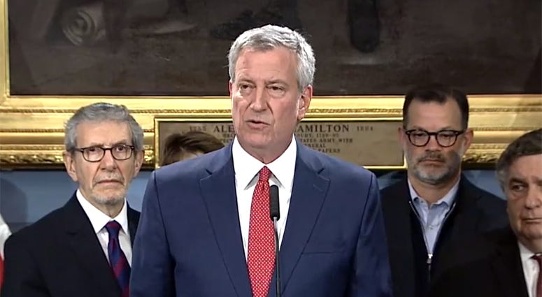 Bill de Blasio speaks about security measures after Jersey City shootout Bill de Blasio