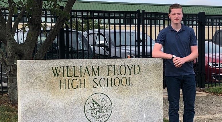 Maverick Stow outside Williams Floyd High School on Sept. 9, 2020 Maverick Stow
