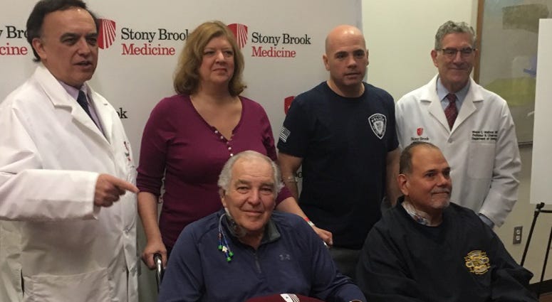 Ed Kranepool, Brian Cooney and doctors at Stony Brook Hospital Ed Kranepool