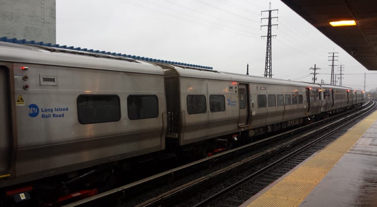 A Long Island Rail Road train at the Lynbrook train station on March 2, 2018. Long Island Rail Road Train