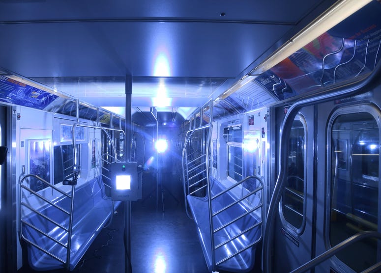 Demonstration of UV disinfecting technology at the Corona Maintenance Facility on Tue., May 19, 2020. MTA UV Light