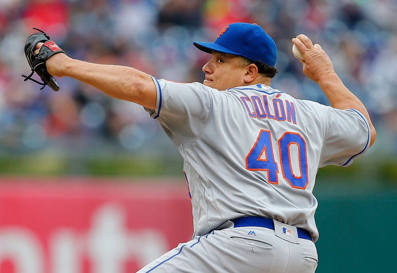 Pitcher Bartolo Colon #40 of the New York Mets delivers a pitch against the Philadelphia Phillies during the fifth inning of a game at Citizens Bank Park on October 1, 2016 in Philadelphia, Pennsylvania. Bartolo Colon