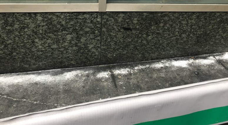White powder discovered outside the Port Authority Bus Terminal that prompted a police response. Port Authority Bus Terminal White Powder