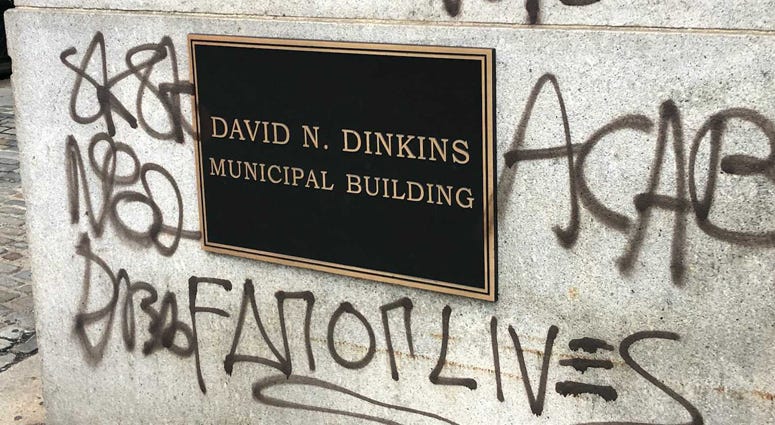 David Dinkins Municipal Building vandalized David Dinkins Municipal Building vandalized